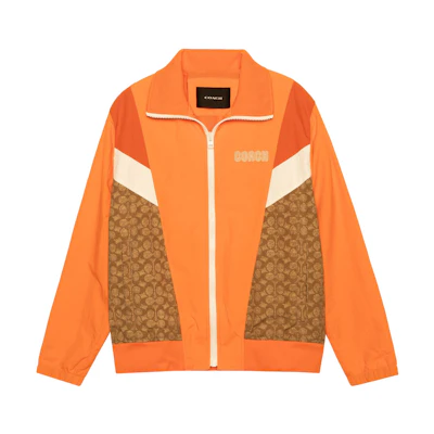 COACH SS23 Colorblock Zip-Up Collared Casual Jacket Orange () CB814-VEE