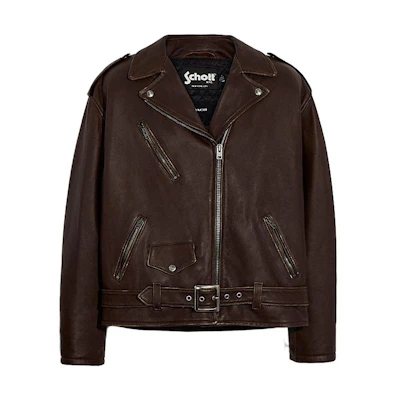 COACH SS23 Leather V-Neck Long-Sleeve Jacket Brown C6321-BRN