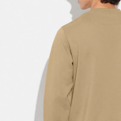 코치 SS23 레터 프린트 크루넥 긴팔 풀오버 스웨트셔츠 카키 CB494-OLV Sizing 코치 SS23 레터 프린트 크루넥 긴팔 풀오버 스웨트셔츠 카키 CB494-OLV