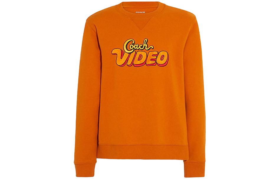 COACH SS23 Logo Print Crewneck Long Sleeve Sweatshirt Orange () CF810-VC4