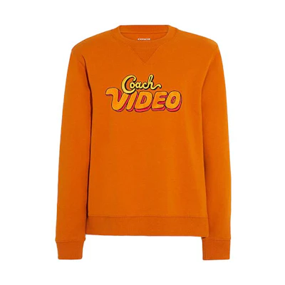 COACH SS23 Logo Print Crewneck Long Sleeve Sweatshirt Orange () CF810-VC4