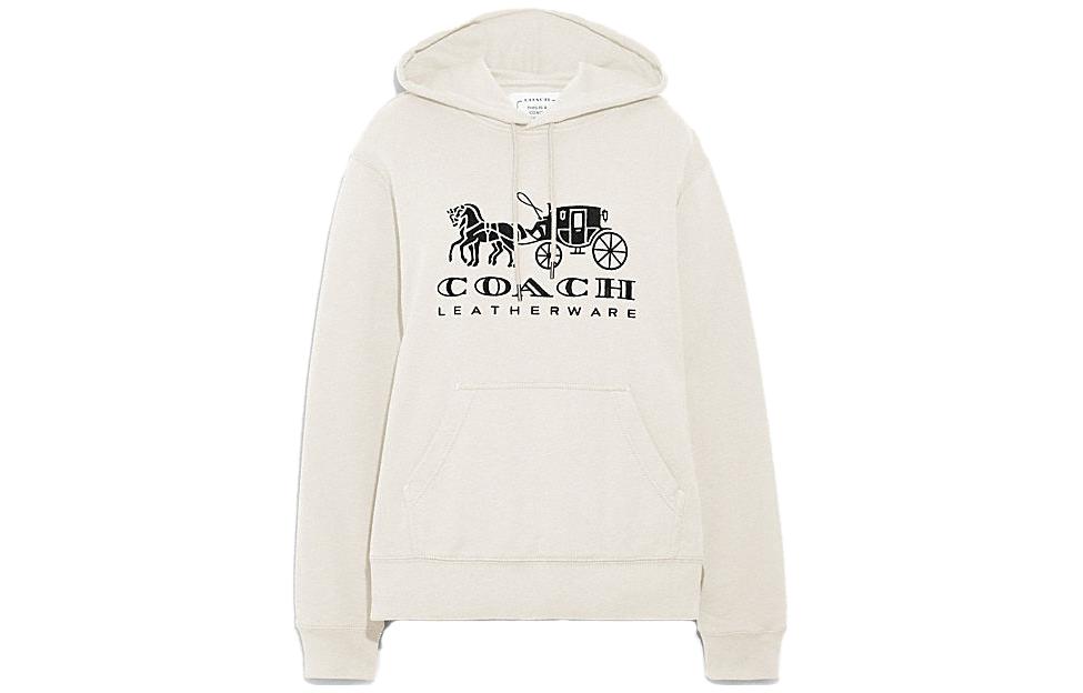 COACH SS23 Logo Print Lace-Up Hoodie Beige () C9113-CRM