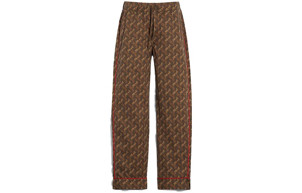 COACH SS23 Patterned Print Brown Casual Pants for Men. CD763-A8T