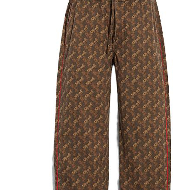 Sizing COACH 男士SS23棕色印花休闲裤。 CD763-A8T