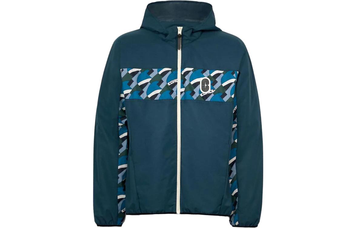 COACH SS23 Patterned Printed Zip Hoodie Jacket - Blue C0311-QSZ