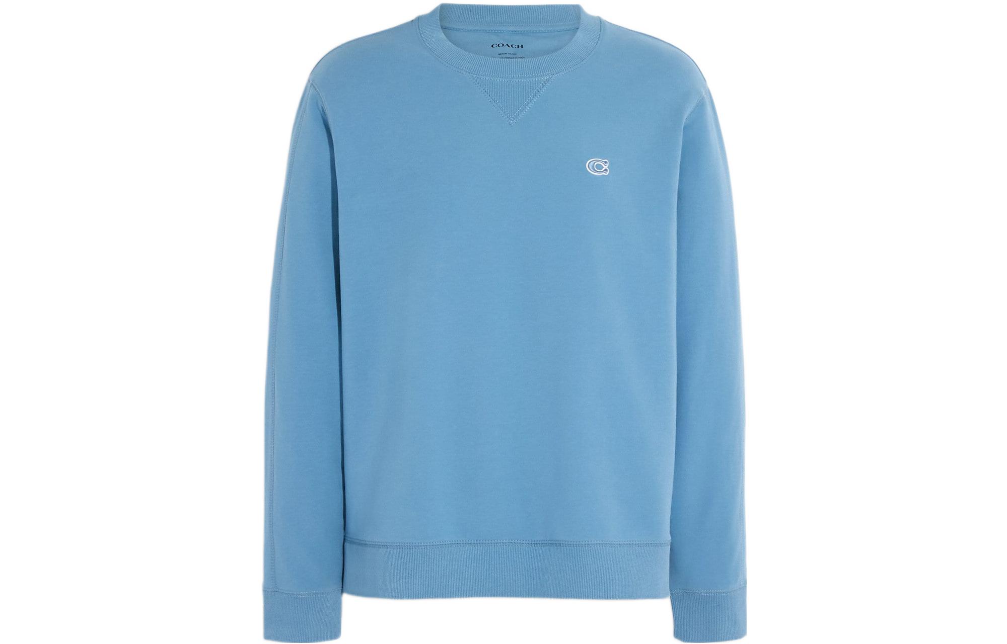 COACH SS23 Solid Logo Crewneck Pullover Sweatshirt Light Blue C7827-UHJ