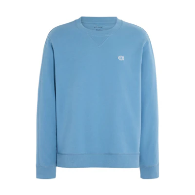 COACH SS23 Solid Logo Crewneck Pullover Sweatshirt Light Blue C7827-UHJ