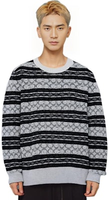 COACH SS23 ストライプ クルーネック プルオーバー セーター ブラック C7810-CGR Shop COACH SS23 ストライプ クルーネック プルオーバー セーター ブラック C7810-CGR