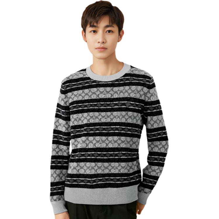 Details for COACH SS23 ストライプ クルーネック プルオーバー セーター ブラック C7810-CGR