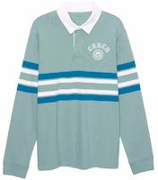 COACH SS23 Striped Logo Print Long-Sleeve Polo Shirt Blue Men’s. CF817-VC6 COACH SS23 Striped Logo Print Long-Sleeve Polo Shirt Blue Men’s. CF817-VC6
