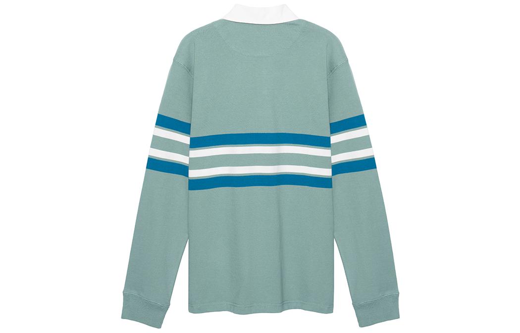 Lookbook コーチ SS23 ストライプロゴ プリント 長袖ポロシャツ ブルー メンズ. CF817-VC6