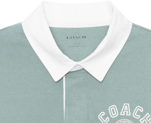 コーチ SS23 ストライプロゴ プリント 長袖ポロシャツ ブルー メンズ. CF817-VC6 Sizing コーチ SS23 ストライプロゴ プリント 長袖ポロシャツ ブルー メンズ. CF817-VC6