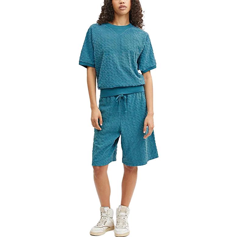 Lookbook COACH SS23 Unisex Celana Pendek Santai Drawstring Biru Muda Loose Fit. CJ887-LBL