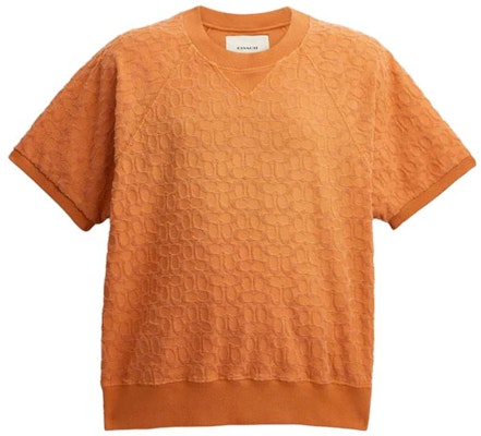 コーチ SS23 ユニセックス オレンジ クルーネック 半袖 スウェットシャツ CJ888-B4D Order コーチ SS23 ユニセックス オレンジ クルーネック 半袖 スウェットシャツ CJ888-B4D