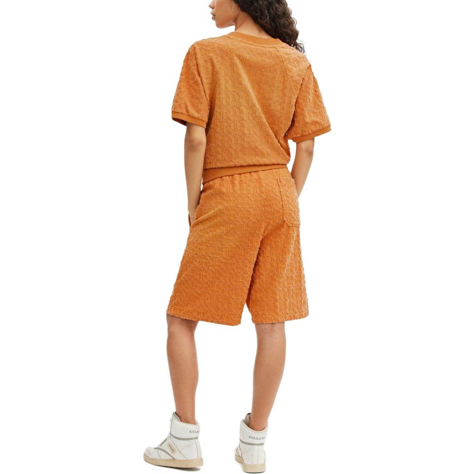 Shop コーチ SS23 ユニセックス オレンジ クルーネック 半袖 スウェットシャツ CJ888-B4D