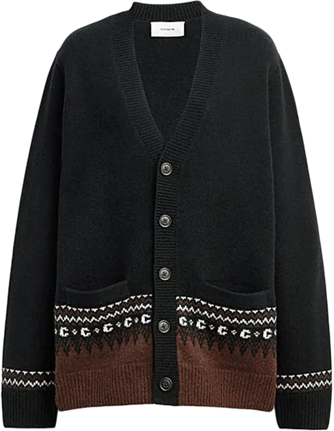 coach-ss-24-black-colorblock-striped-v-neck-knit-cardigan-cv-472-blk