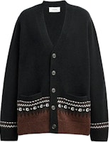 COACH SS24 Black Colorblock Striped V-Neck Knit Cardigan. CV472-BLK COACH SS24 Black Colorblock Striped V-Neck Knit Cardigan. CV472-BLK