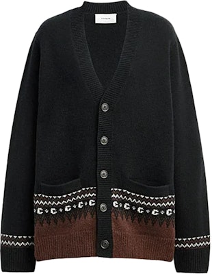 COACH SS24 黑色拼接条纹V领针织开衫. CV472-BLK Order COACH SS24 黑色拼接条纹V领针织开衫. CV472-BLK