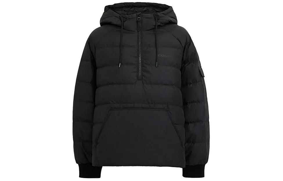 Order COACH SS24  Black Half-Zip Puffer Jacket with Solid Letter Print CM794-BLK