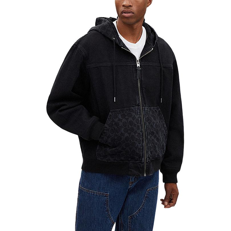 Purchase COACH SS24 黑色連帽外套，搭配標誌及撞色設計。 CR744-SDP