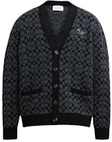 COACH SS24 Black Knitted Cardigan with Logo Pattern. CN456-OY2 COACH SS24 Black Knitted Cardigan with Logo Pattern. CN456-OY2