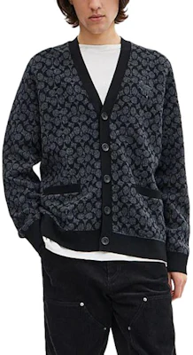 コーチ SS24 ブラック ロゴ柄入りニットカーディガン CN456-OY2 Lookbook コーチ SS24 ブラック ロゴ柄入りニットカーディガン CN456-OY2