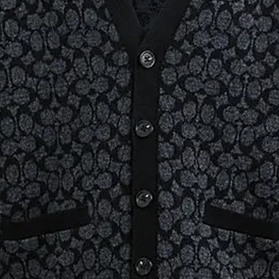 コーチ SS24 ブラック ロゴ柄入りニットカーディガン CN456-OY2 Details for コーチ SS24 ブラック ロゴ柄入りニットカーディガン CN456-OY2