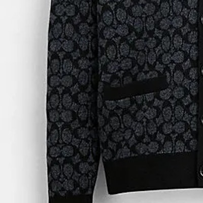 コーチ SS24 ブラック ロゴ柄入りニットカーディガン CN456-OY2 Cheap コーチ SS24 ブラック ロゴ柄入りニットカーディガン CN456-OY2