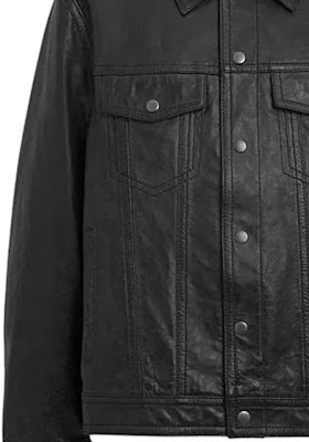 COACH SS24 黑色皮革夾克,襯衫領設計與鈕扣開合款式。 CM795-BLK Shop COACH SS24 黑色皮革夾克,襯衫領設計與鈕扣開合款式。 CM795-BLK