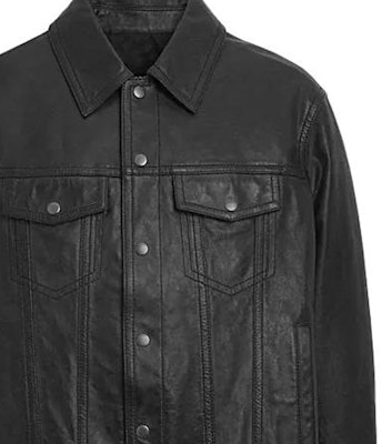 COACH SS24 黑色皮革夾克,襯衫領設計與鈕扣開合款式。 CM795-BLK Details for COACH SS24 黑色皮革夾克,襯衫領設計與鈕扣開合款式。 CM795-BLK