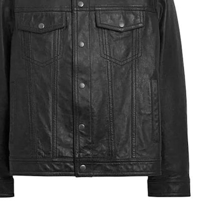 COACH SS24 黑色皮革夾克,襯衫領設計與鈕扣開合款式。 CM795-BLK Sizing COACH SS24 黑色皮革夾克,襯衫領設計與鈕扣開合款式。 CM795-BLK