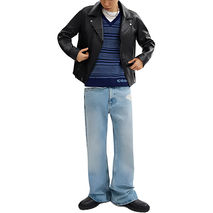 Lookbook COACH SS24  Black Leather Jacket with Zip-Up Collar CT263-BLK