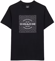 COACH SS24 Black Letter Print Crewneck T-Shirt CO790-BLK COACH SS24 Black Letter Print Crewneck T-Shirt CO790-BLK