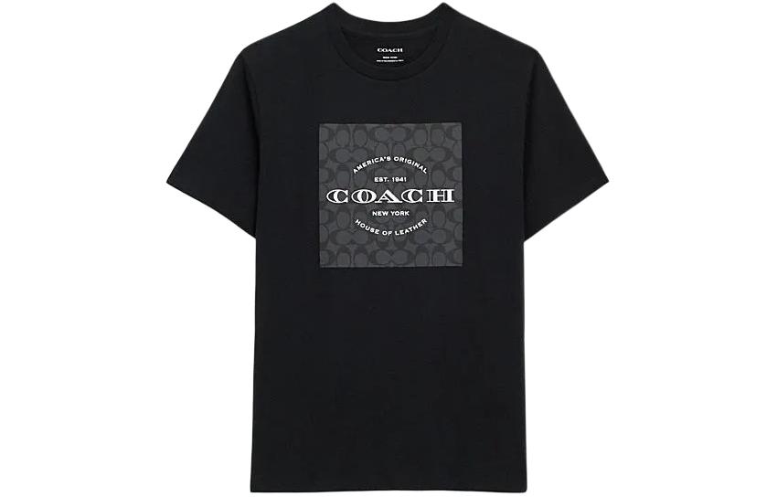 Order コーチ SS24 ブラック レタープリント クルーネック Tシャツ CO790-BLK