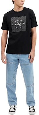 コーチ SS24 ブラック レタープリント クルーネック Tシャツ CO790-BLK Lookbook コーチ SS24 ブラック レタープリント クルーネック Tシャツ CO790-BLK