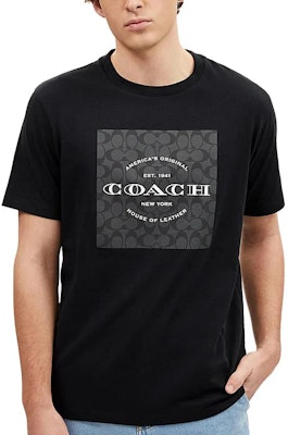 コーチ SS24 ブラック レタープリント クルーネック Tシャツ CO790-BLK Purchase コーチ SS24 ブラック レタープリント クルーネック Tシャツ CO790-BLK