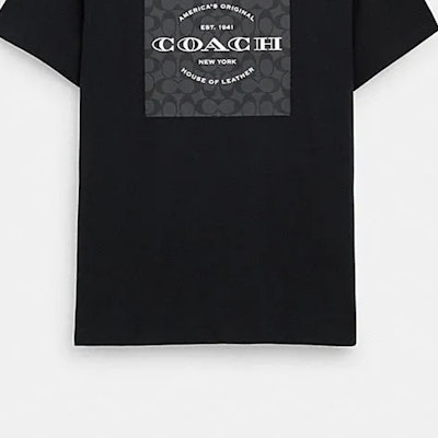 コーチ SS24 ブラック レタープリント クルーネック Tシャツ CO790-BLK Details for コーチ SS24 ブラック レタープリント クルーネック Tシャツ CO790-BLK