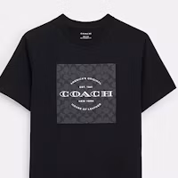 Sizing COACH SS24 黑色字母印花圓領T恤 CO790-BLK