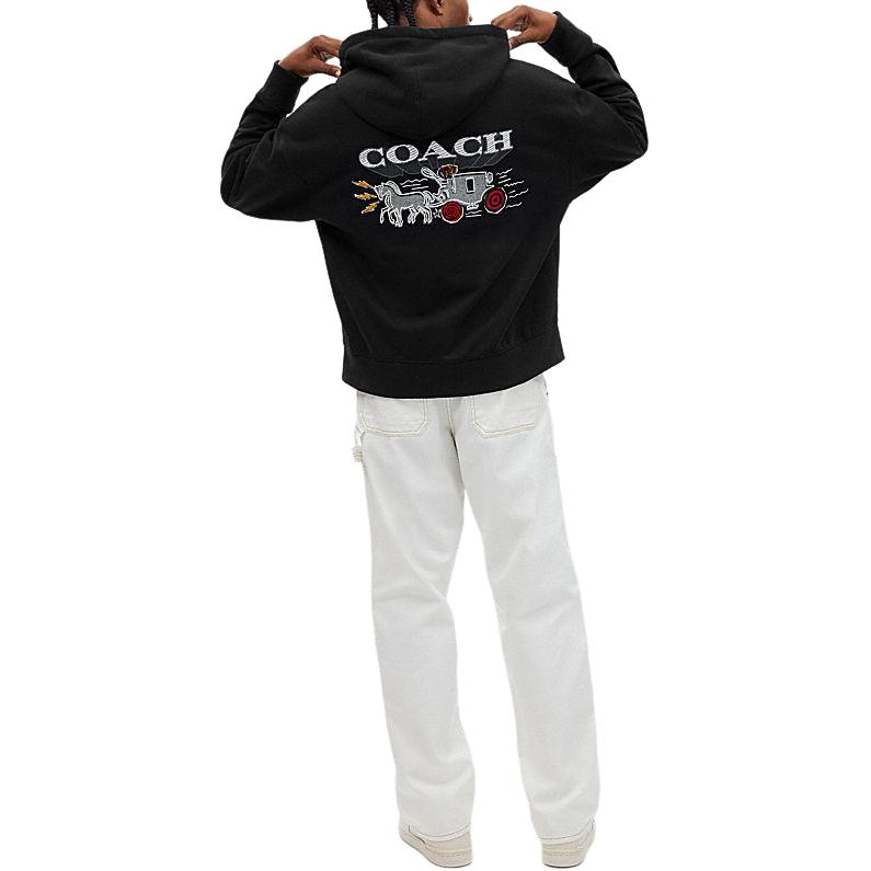 Shop COACH SS24  Black Logo Hoodie. CR491-BLK