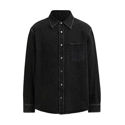 COACH SS24 Black Long Sleeve Shirt with Solid Logo Tag. CS199-BLK