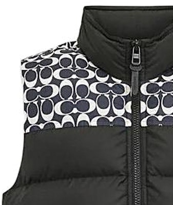 COACH SS24 Rompi Hitam Patchwork Tanpa Lengan Stand-Collar Down. CO750-WFL Purchase COACH SS24 Rompi Hitam Patchwork Tanpa Lengan Stand-Collar Down. CO750-WFL