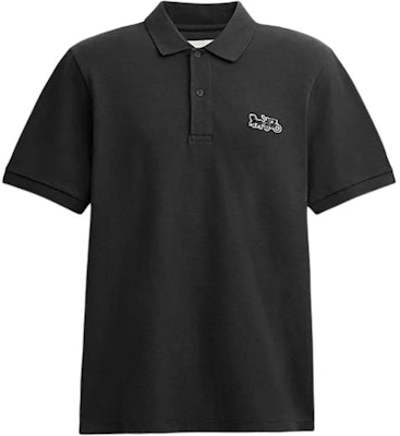 コーチ SS24 ブラック ポロシャツ キャリッジ柄入り CT025-BLK Buy コーチ SS24 ブラック ポロシャツ キャリッジ柄入り CT025-BLK