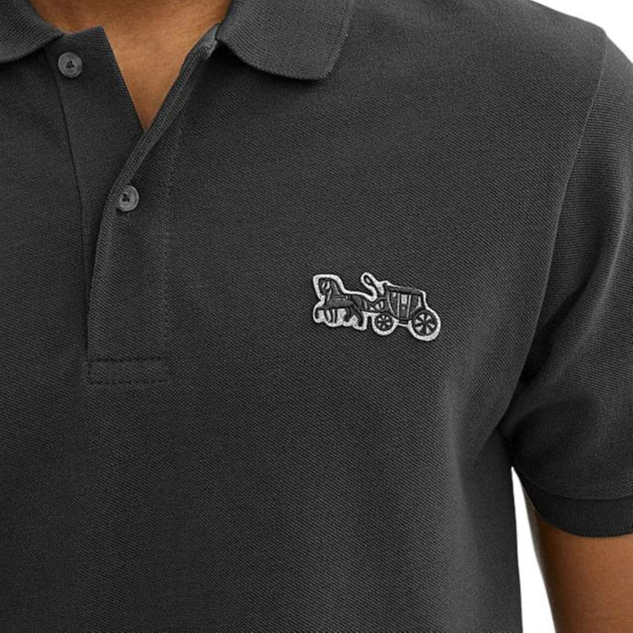 Purchase コーチ SS24 ブラック ポロシャツ キャリッジ柄入り CT025-BLK