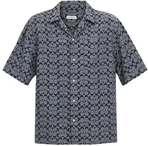 COACH SS24 Camisa Azul Estampado Cubos Cuello Cubano Manga Corta. C7812-BLU Buy COACH SS24 Camisa Azul Estampado Cubos Cuello Cubano Manga Corta. C7812-BLU