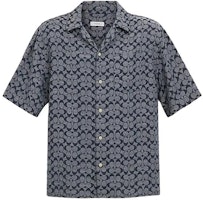 COACH SS24 藍色方格印花短袖古巴領襯衫 C7812-BLU Order COACH SS24 藍色方格印花短袖古巴領襯衫 C7812-BLU