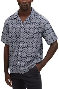 COACH SS24 Camisa Azul Estampado Cubos Cuello Cubano Manga Corta. C7812-BLU Purchase COACH SS24 Camisa Azul Estampado Cubos Cuello Cubano Manga Corta. C7812-BLU