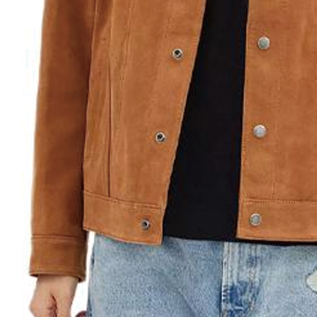 Details for COACH SS24  Brown Solid Color Button-Up Leather Jacket Long Sleeve Casual CQ106-TN2