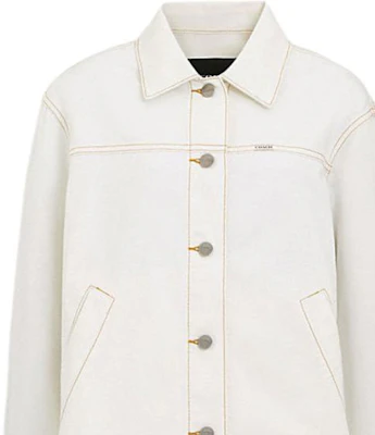 Chaqueta Casual COACH SS24 de Bolsillo Sencillo en Gris Blanco. CT430-OFW Sizing Chaqueta Casual COACH SS24 de Bolsillo Sencillo en Gris Blanco. CT430-OFW