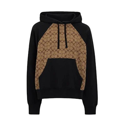 COACH SS24 Colorblock Print Pullover Hoodie Khaki CO826-OFZ