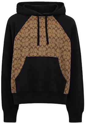 COACH SS24 Hoodie Khaki Motif Colorblock Pullover. CO826-OFZ Order COACH SS24 Hoodie Khaki Motif Colorblock Pullover. CO826-OFZ